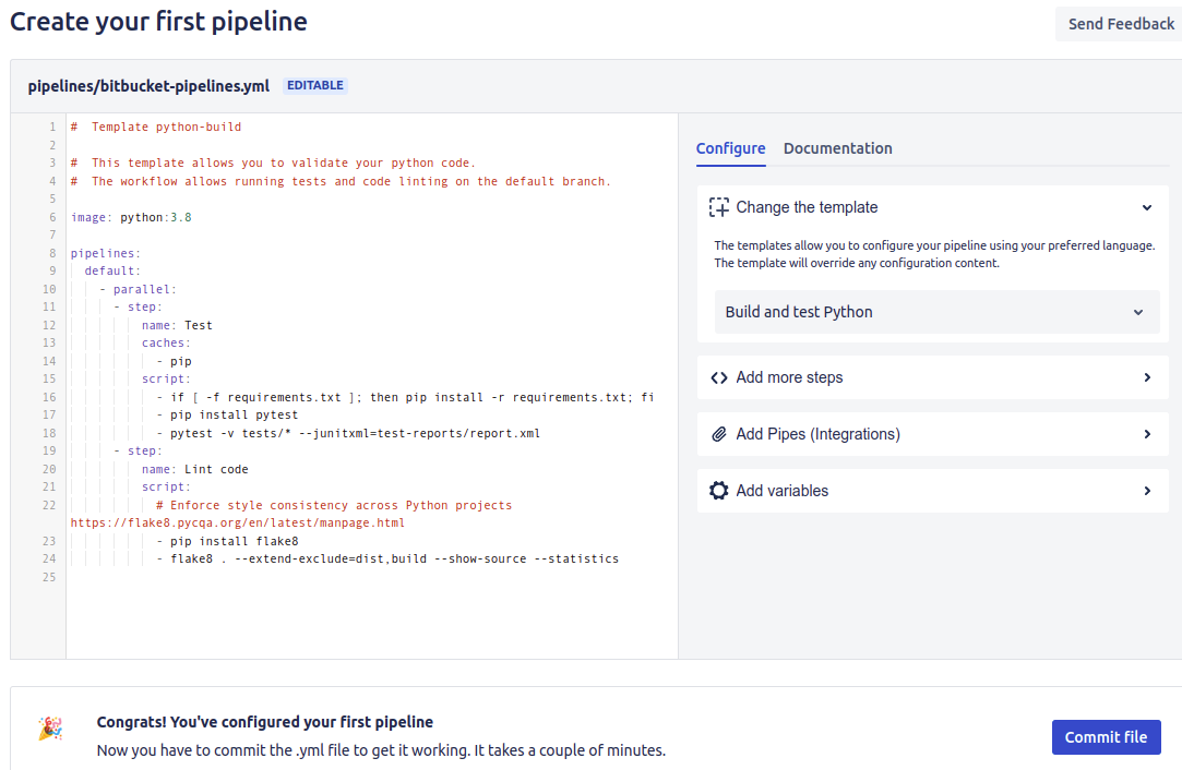 pipeline template editor